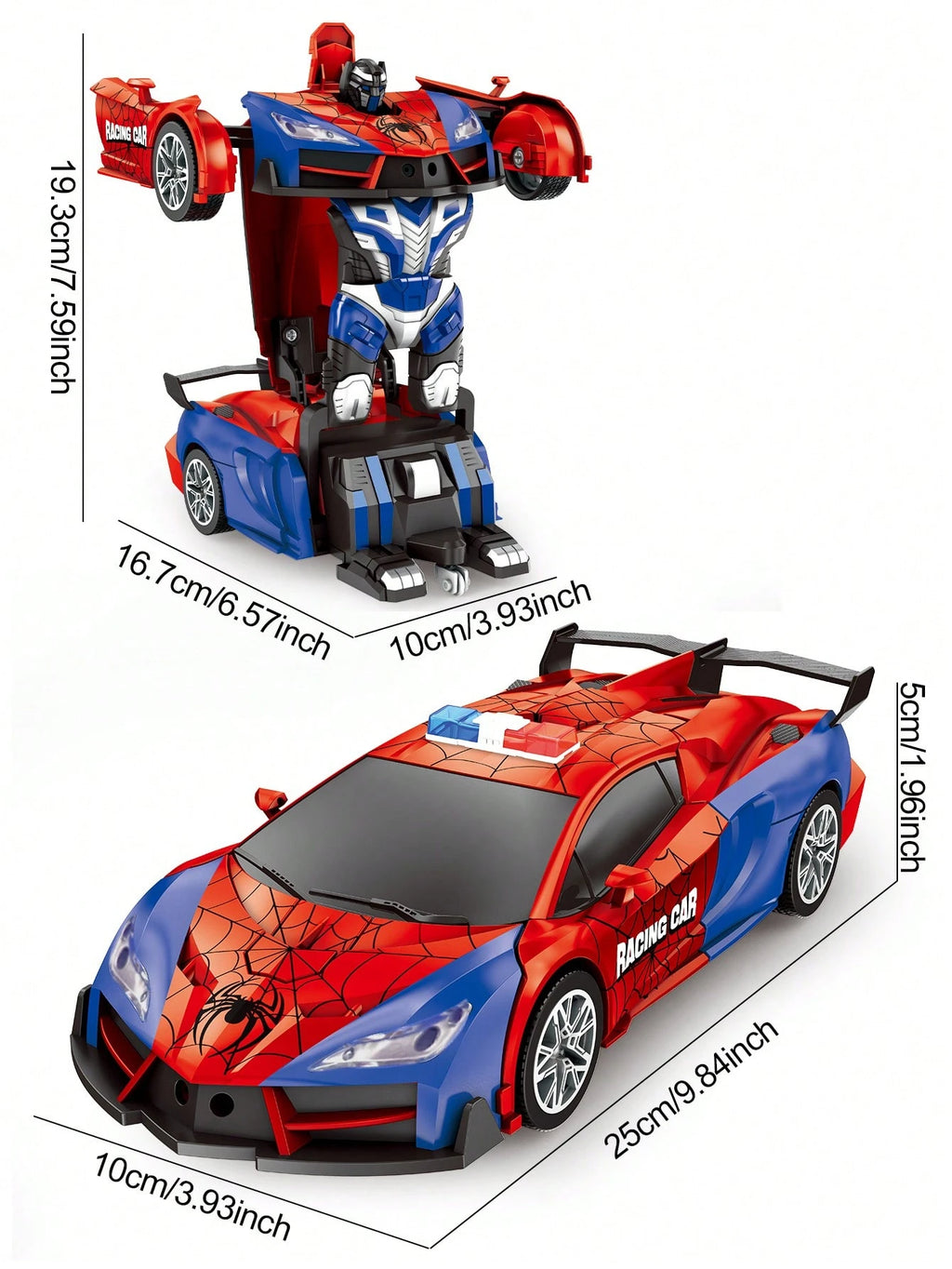 TurboSpider™ RC Transforming Car – 360° Drift, One-Key Auto Change & LED Lights