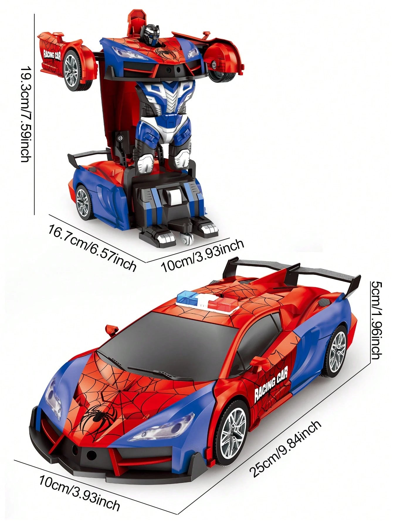 TurboSpider™ RC Transforming Car – 360° Drift, One-Key Auto Change & LED Lights