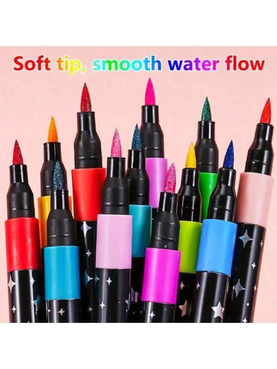 GlowArt™ Dual-Tip Glitter Marker Set – 12/24/36/48/60 Colors