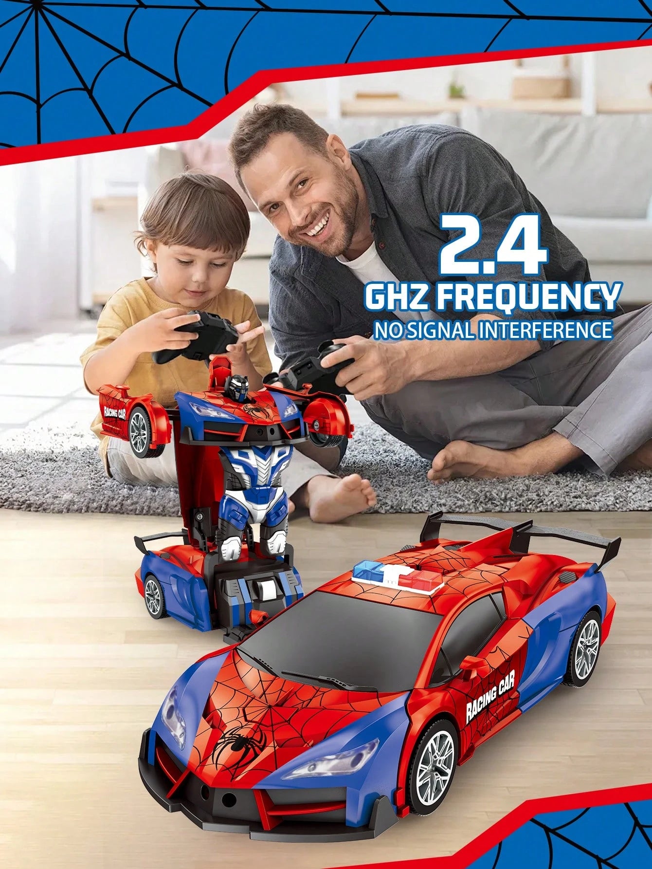 TurboSpider™ RC Transforming Car – 360° Drift, One-Key Auto Change & LED Lights