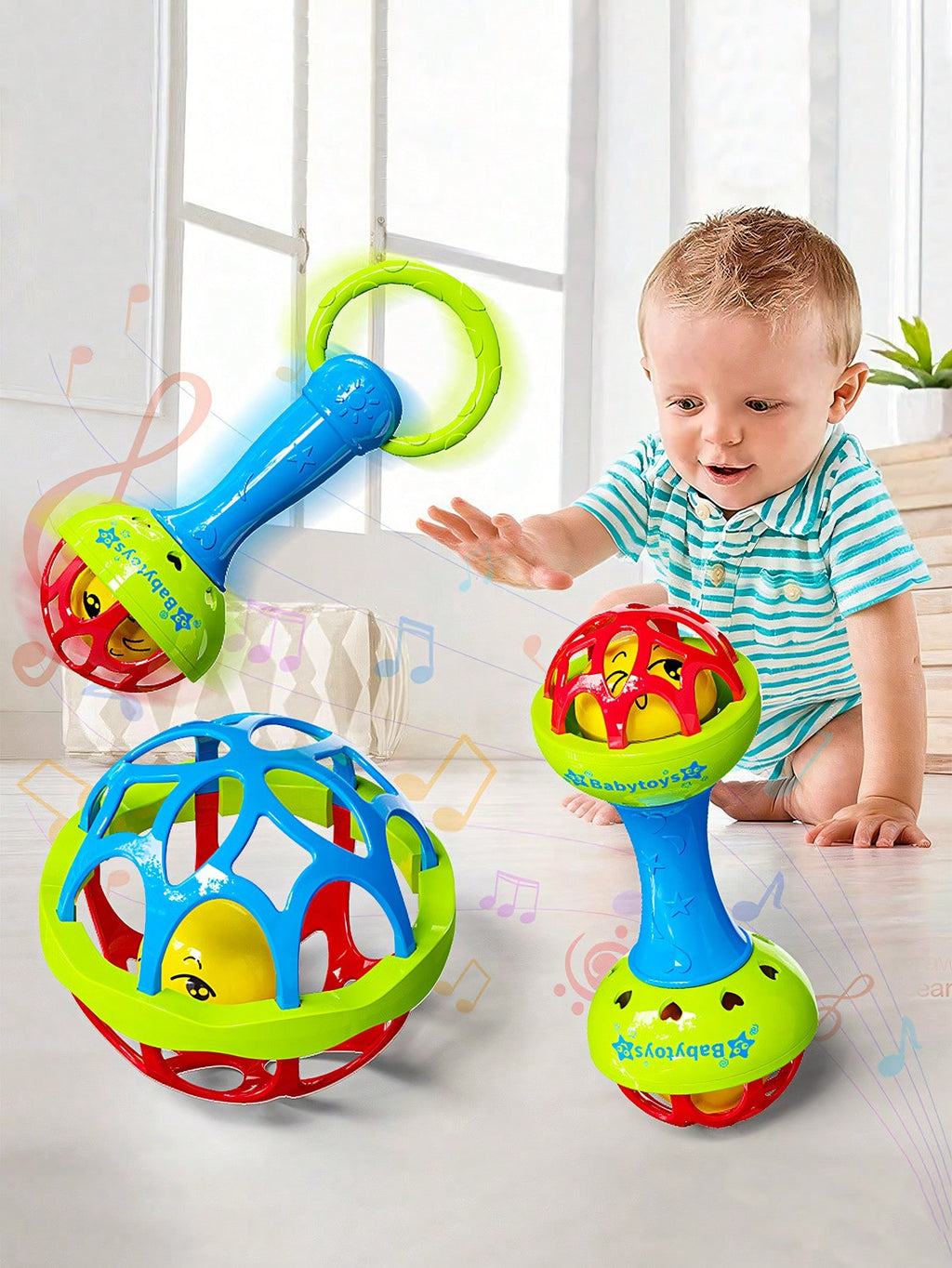 BabyJoy™ Musical Bell Hammer – Sensory Rattle & Training Ball Set