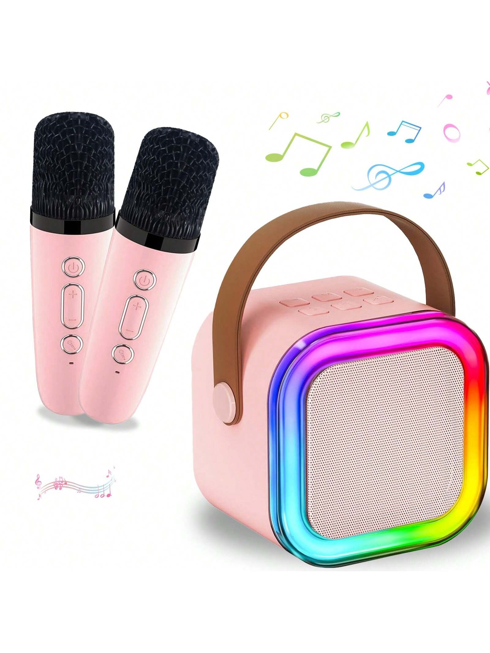 MiniStar™ Kids Karaoke Machine – Portable Bluetooth Speaker Set with 1–2 Wireless Microphones & Party Lights