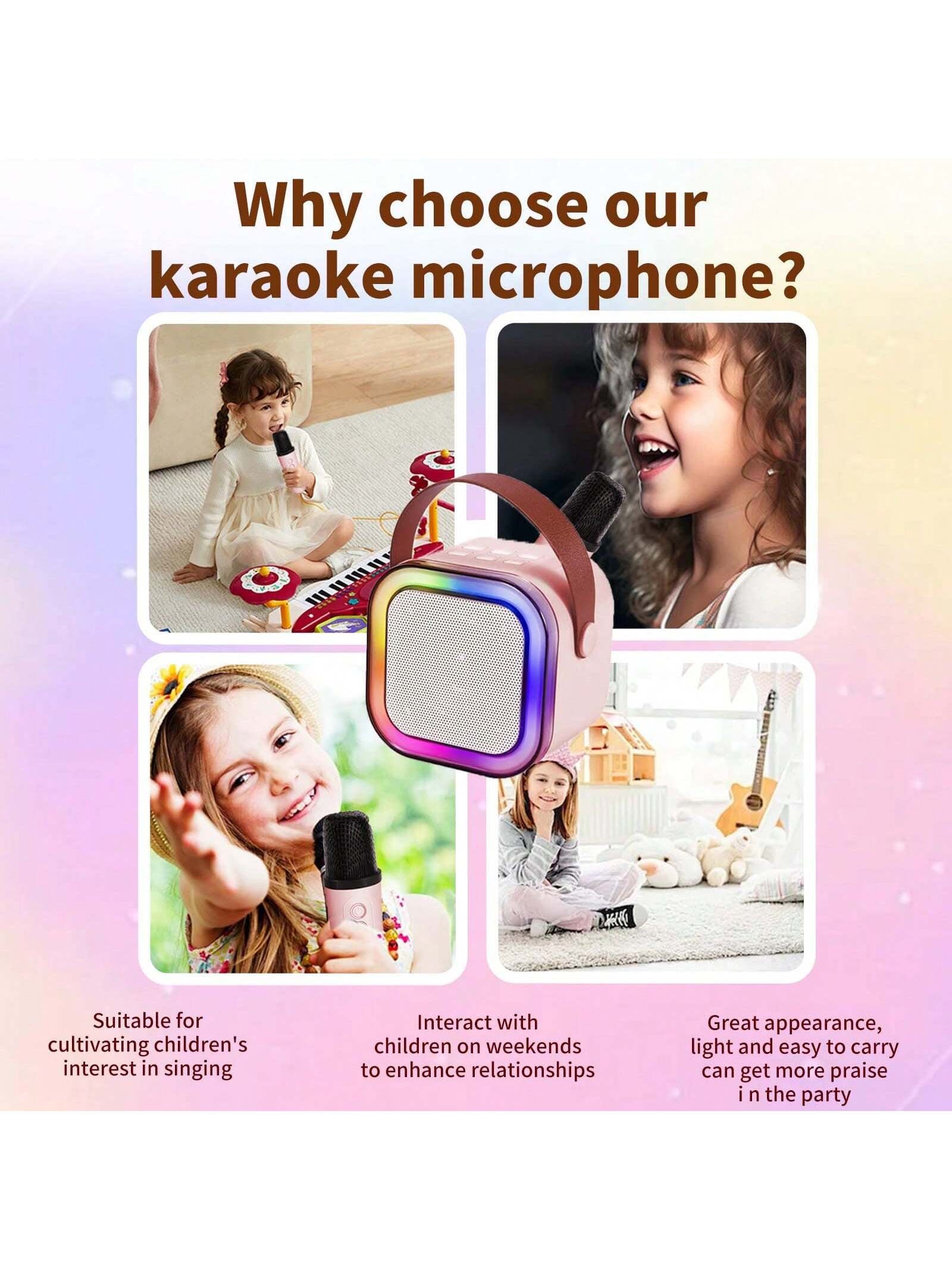 MiniStar™ Kids Karaoke Machine – Portable Bluetooth Speaker Set with 1–2 Wireless Microphones & Party Lights
