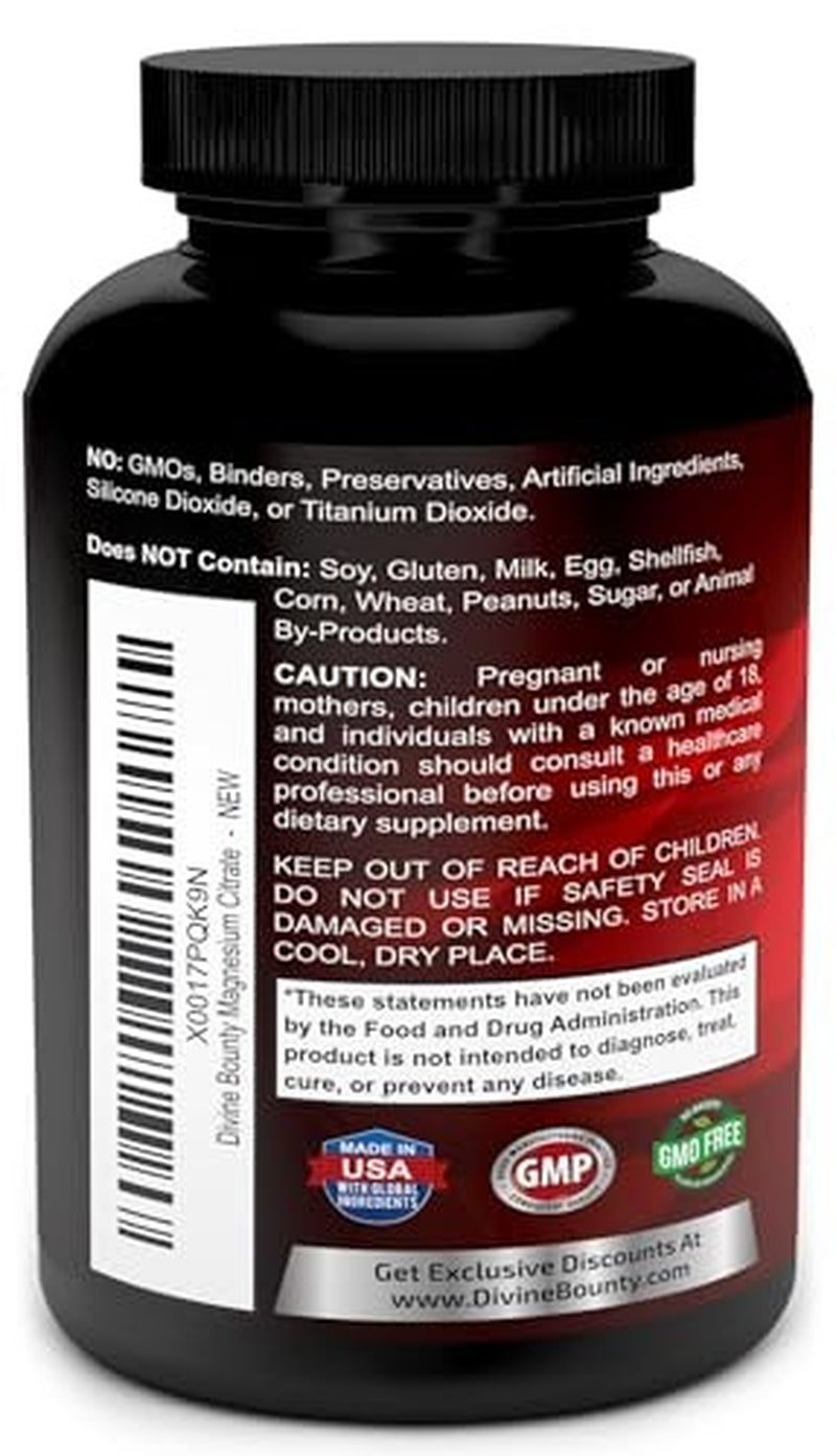 Pure Magnesium Citrate Capsules - 1300Mg Magnesium Supplement with Elemental
