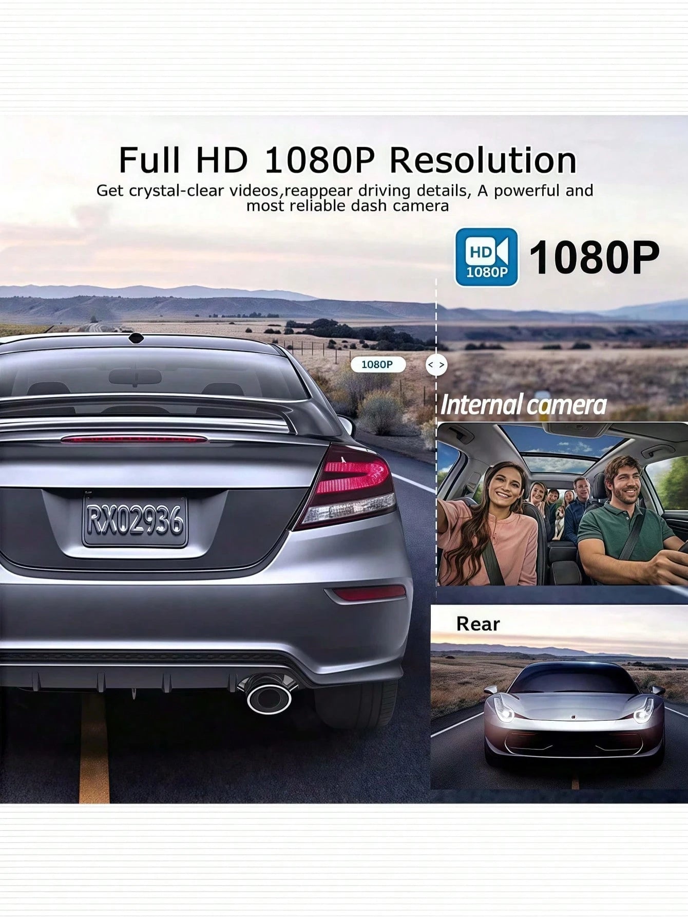 UltraView™ 1080P Triple-Channel Dash Cam + 32GB Card