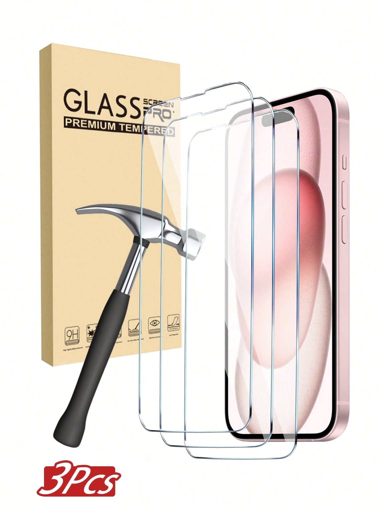 GlassPro™ 3-Pack Tempered Glass Screen Protector (iPhone Models)