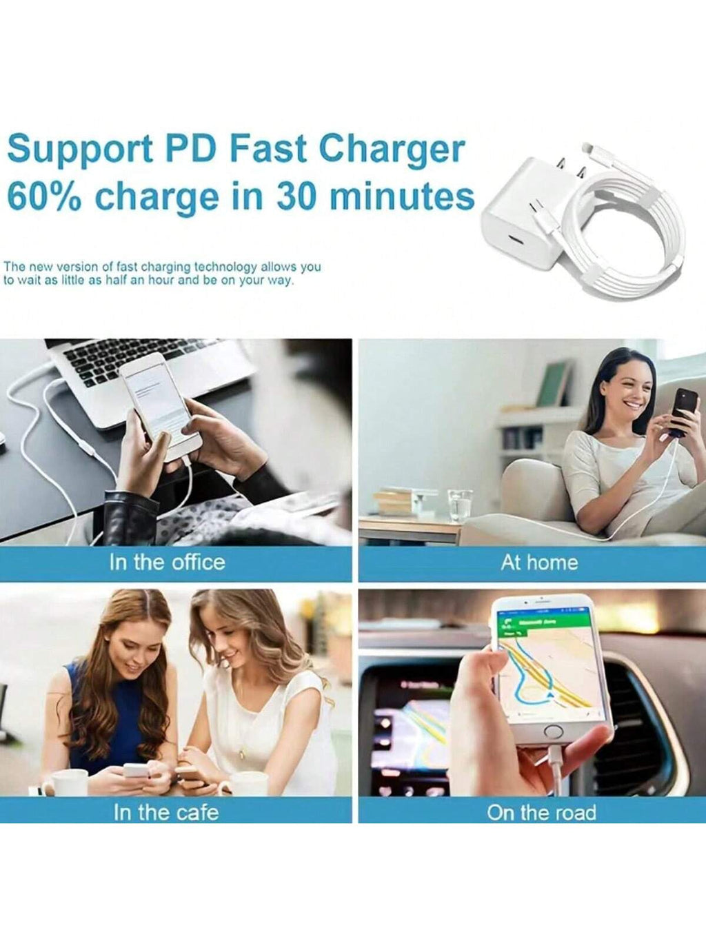 JMCO™ 20W Fast Charging Kit — USB-C Wall Adapter + 3FT/100cm Type-C to Lightning Cable