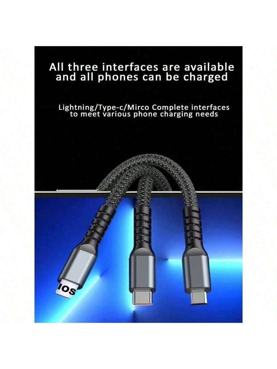 ChargeMaster™ 100W 3-in-1 Super Fast Charging Cable | LED Power Display | Braided Nylon | Universal Compatibility