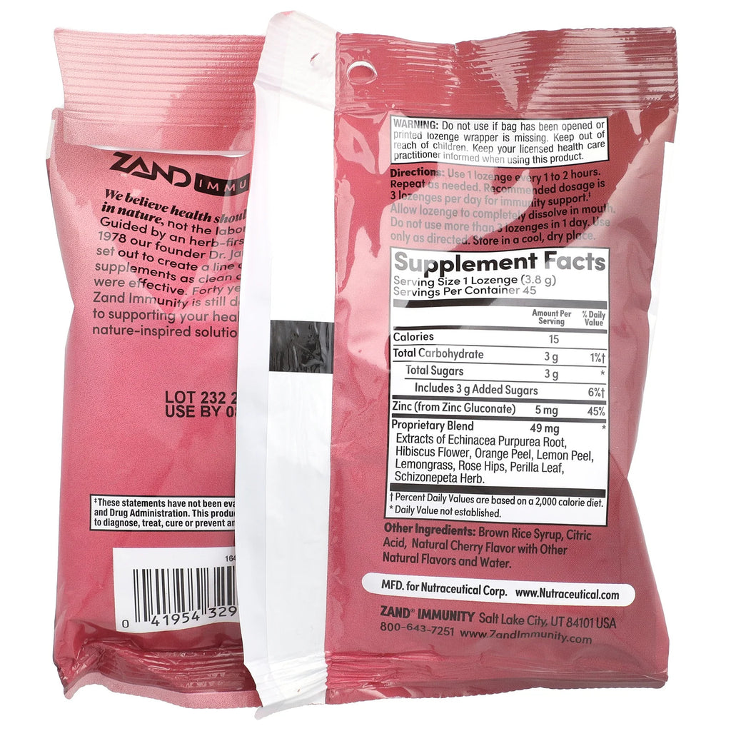 Immunity, Cherry Echinacea Zinc, Natural, 45 Lozenges
