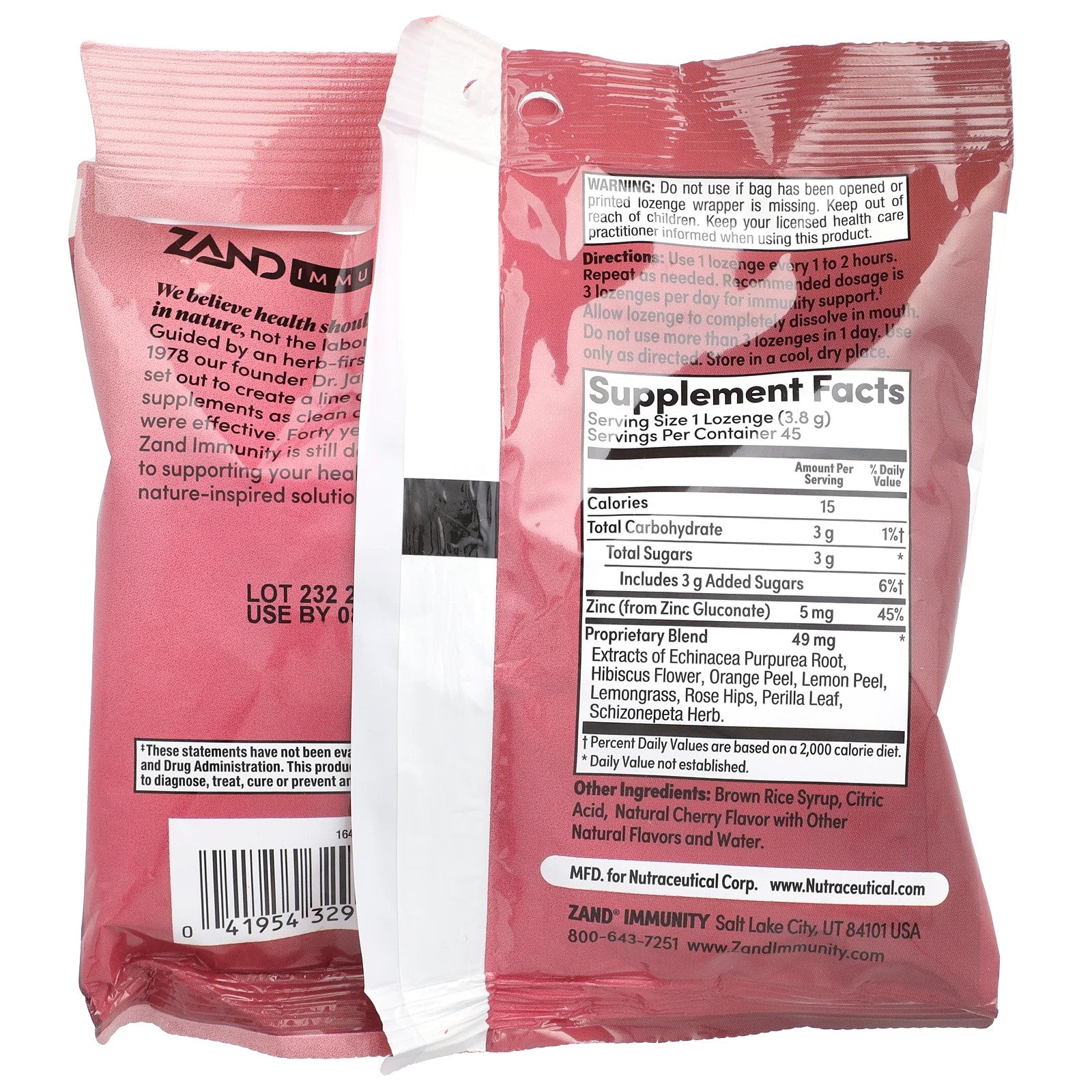 Immunity, Cherry Echinacea Zinc, Natural, 45 Lozenges