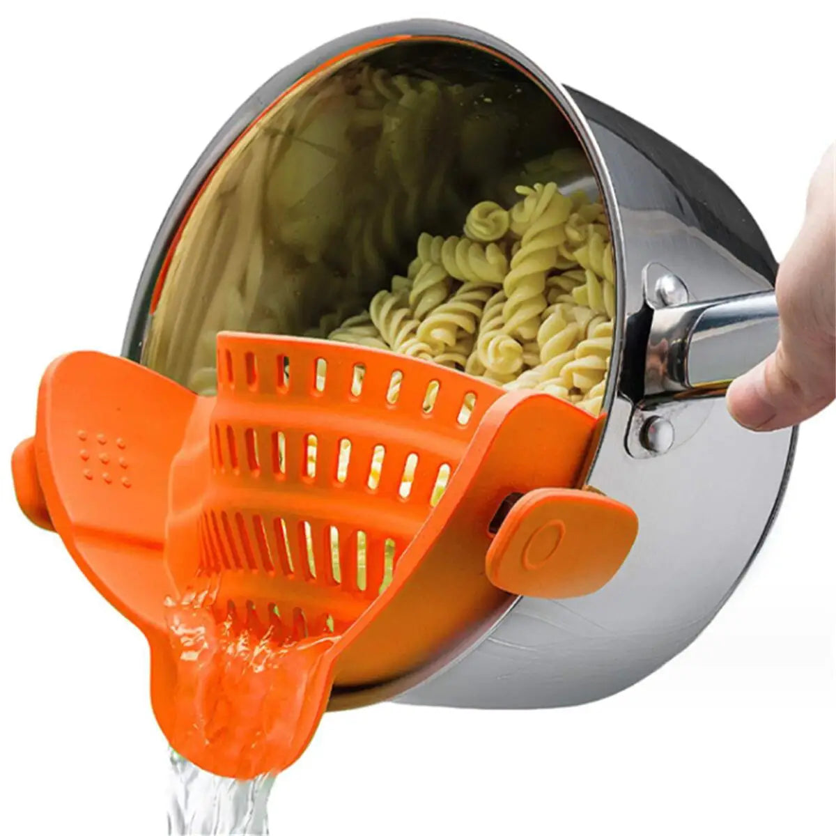 FlowEase™ – Everyday Silicone Clip-On Pot Strainer for Effortless Draining