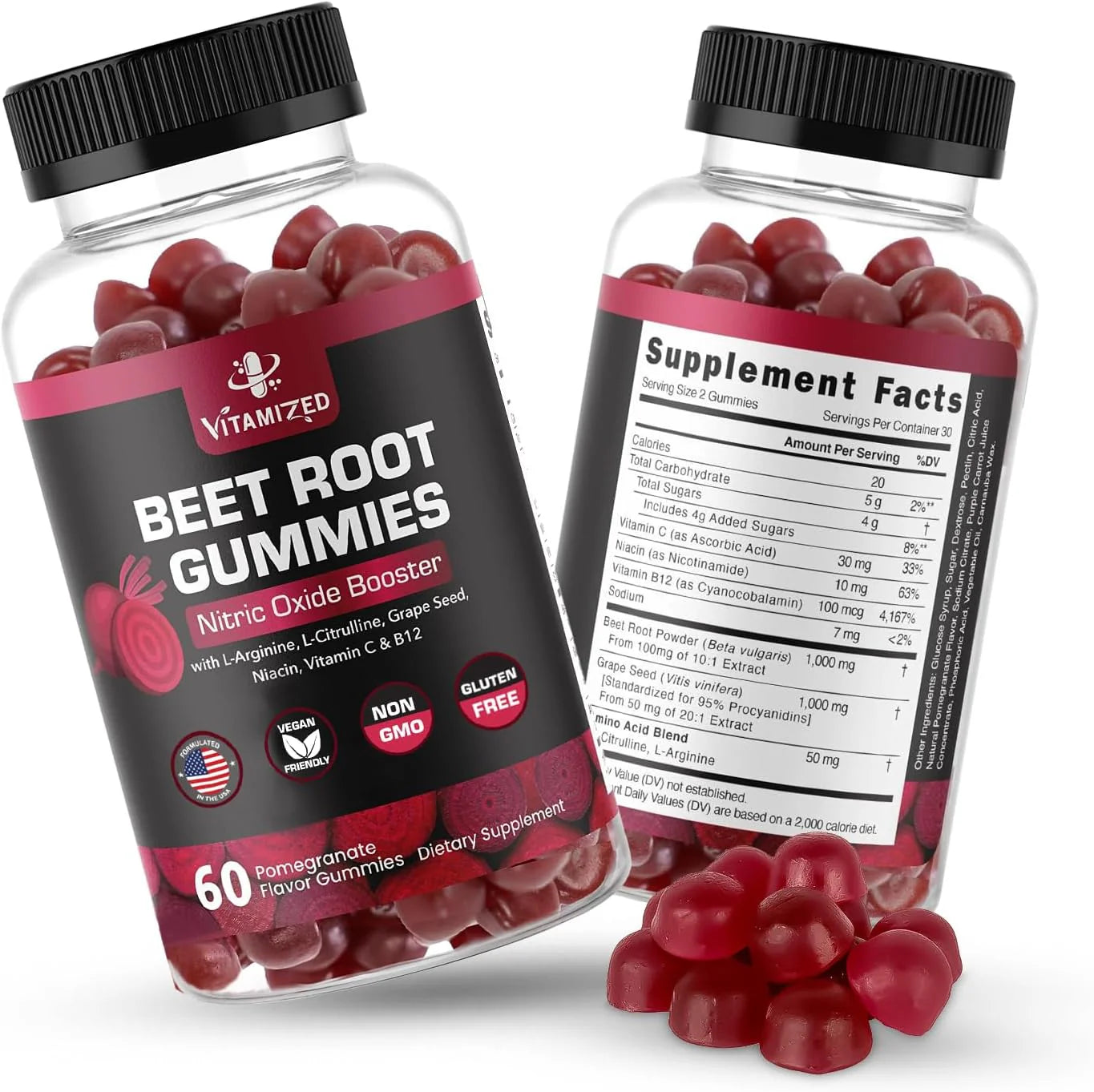 VITAMIZED Beetroot Gummies 1000Mg - Nitric Oxide Supplement