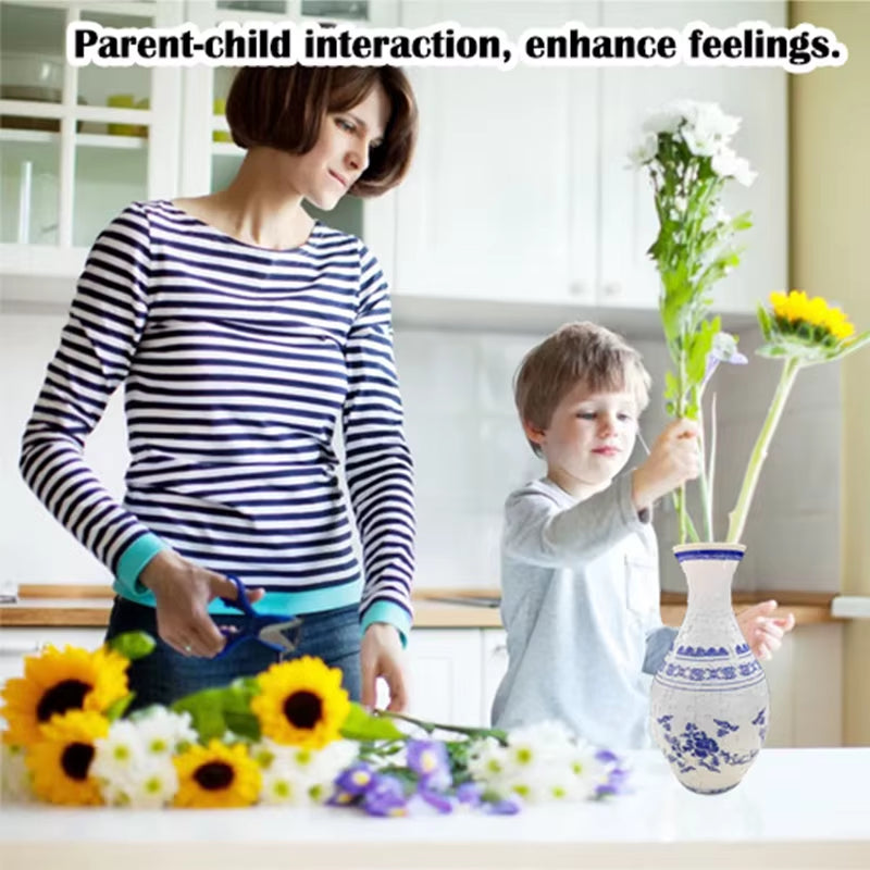 PuzzlePorcelain™ 3D Kids Vase – Creative Build & Decor Gift Set