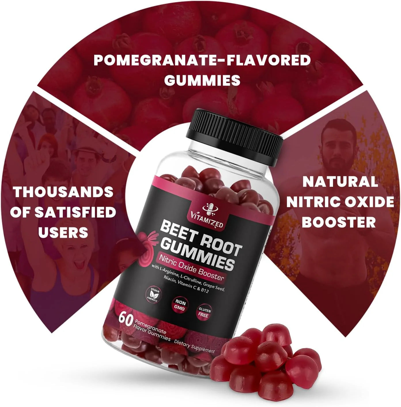 VITAMIZED Beetroot Gummies 1000Mg - Nitric Oxide Supplement
