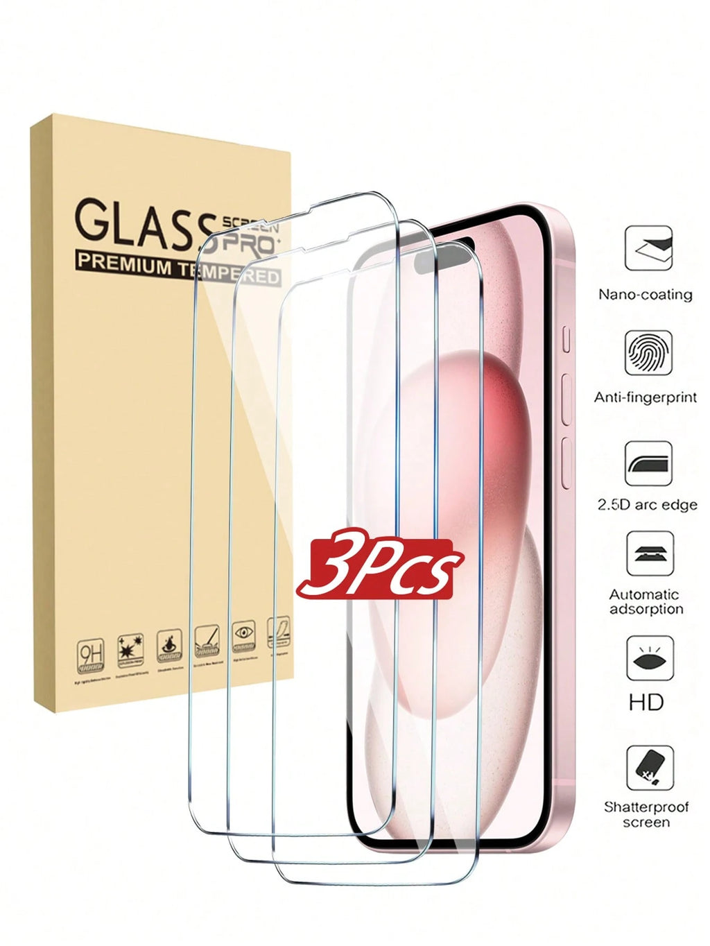 GlassPro™ 3-Pack Tempered Glass Screen Protector (iPhone Models)