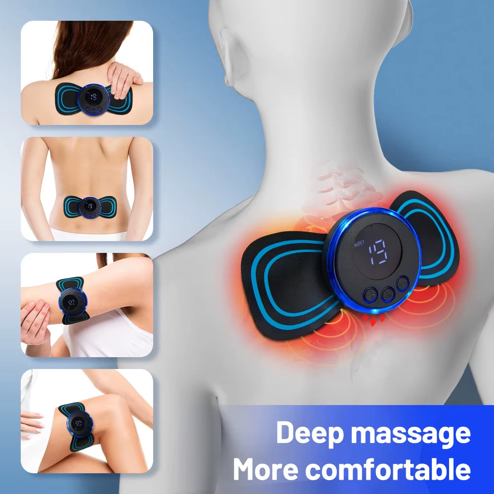 PulseRelief™ – EMS Neck & Body Massager | Rechargeable Muscle Stimulator with 8 Modes & Remote Control