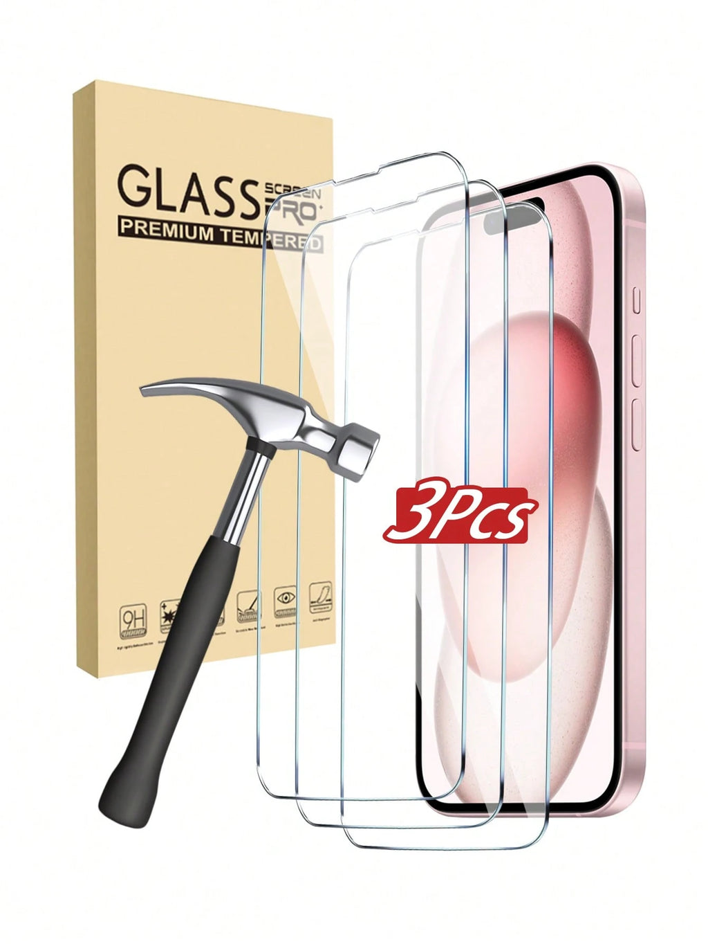 GlassPro™ 3-Pack Tempered Glass Screen Protector (iPhone Models)