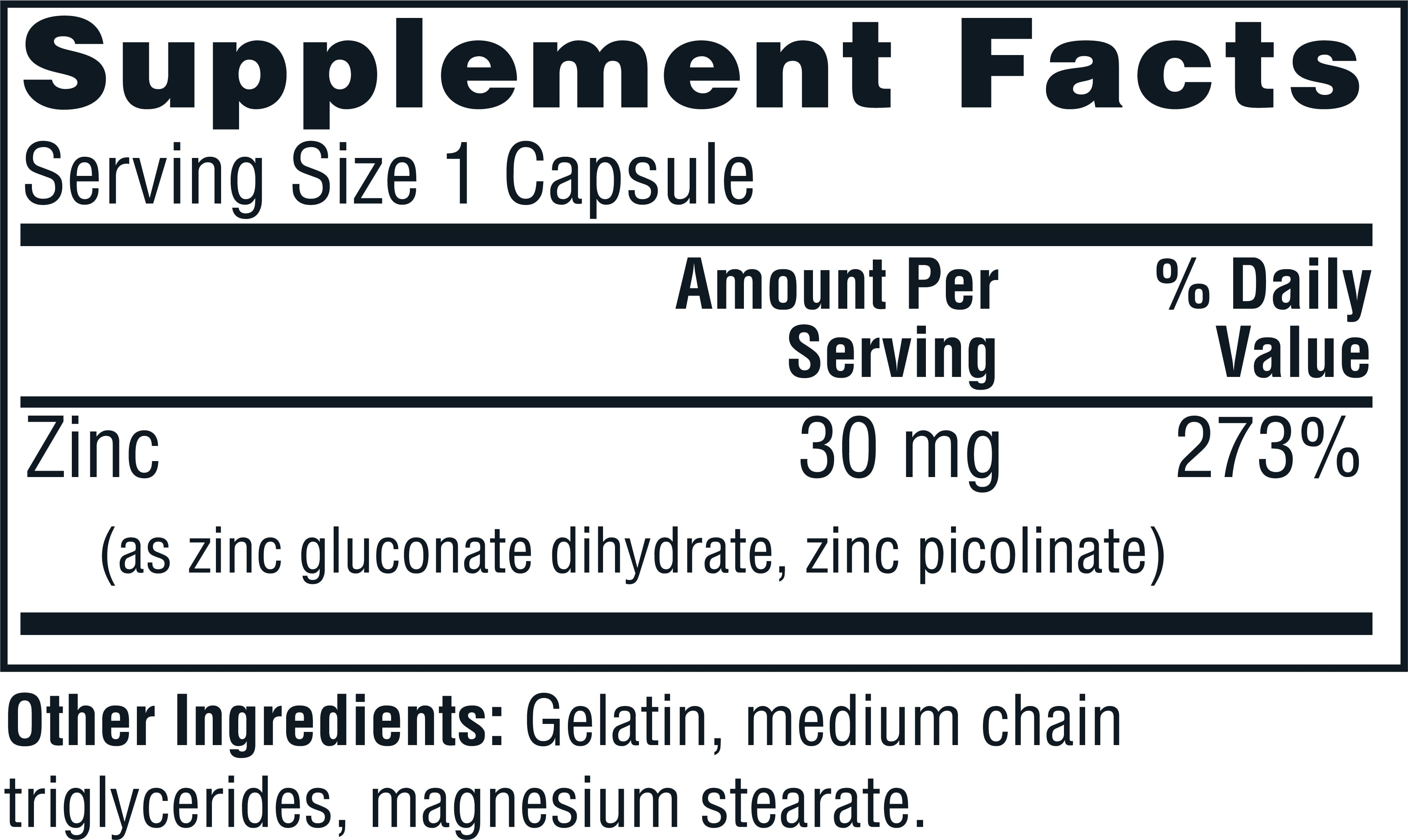 Zinc Caps - Immune Support Supplement with Zinc Picolinate & Zinc Gluconate - Supplement for Immune Defense, Healthy Skin, DNA Synthesis, Metabolism and More - Zinc 30Mg, 100 Caps (Pack of 2)