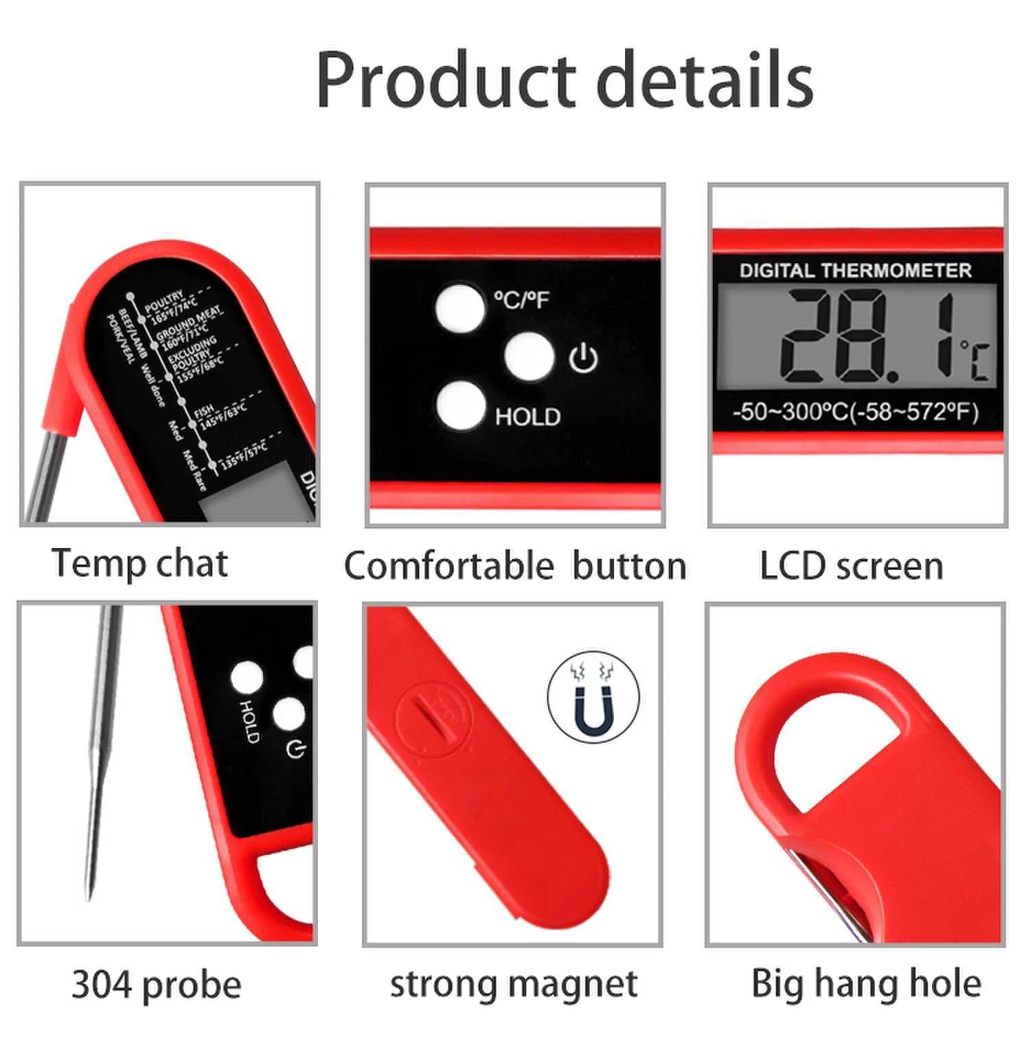 GlowFlame™ Instant-Read Digital Meat Thermometer – Ultra-Fast Kitchen & BBQ Food Probe