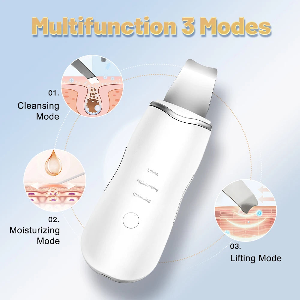 GlowWave™ – Ultrasonic Skin Scrubber | Deep Pore Cleanser & Blackhead Remover with Ion + EMS Technology