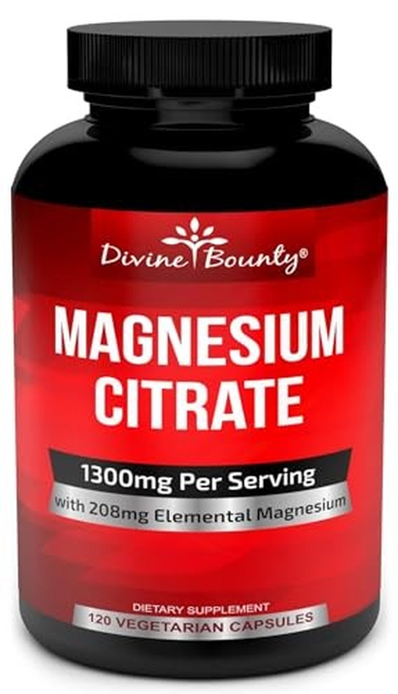 Pure Magnesium Citrate Capsules - 1300Mg Magnesium Supplement with Elemental