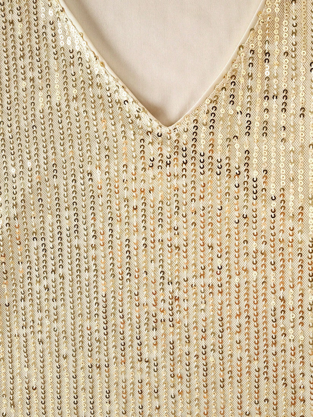 Golden Glow Sequin V-Neck Party Tank Top