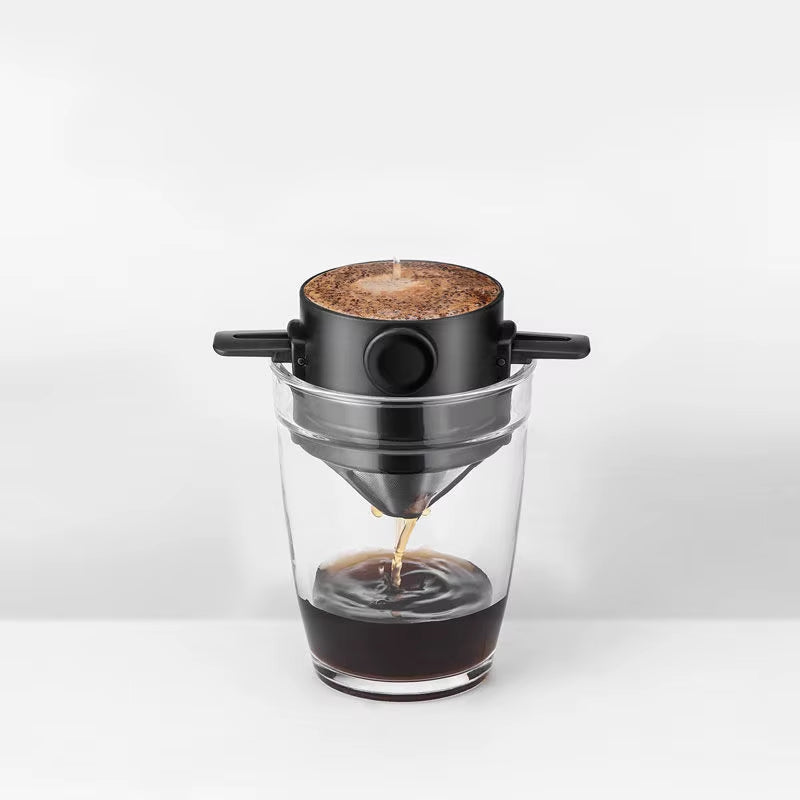 Portable Coffee Filter Cup – 380ml/510ml Reusable Stainless Steel Pour-Over Dripper & Thermal Mug Set