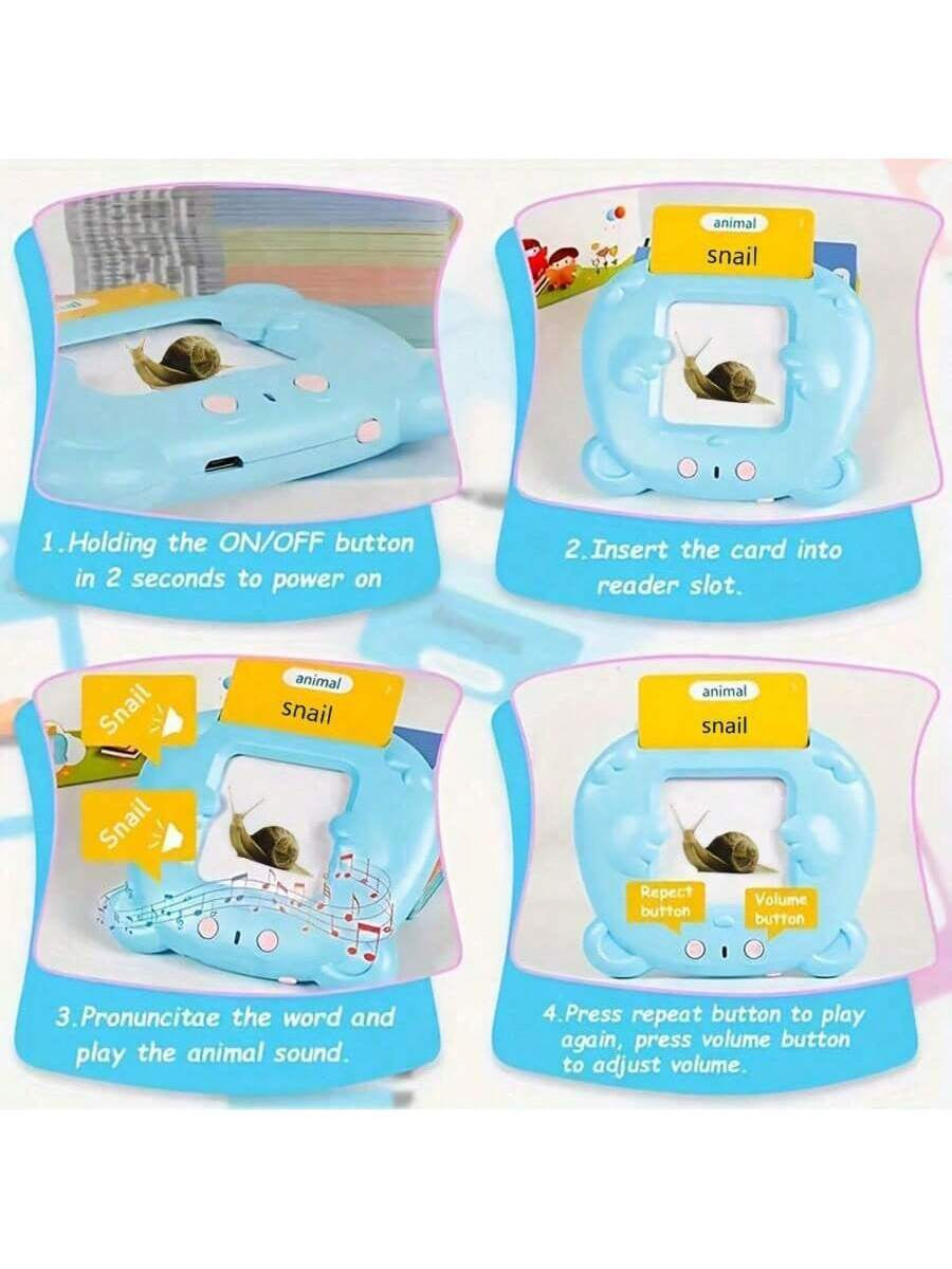 SmartTalk™ Kids Flash Card Learning Device – 224 Words, Speech Training & Montessori Learning Toy