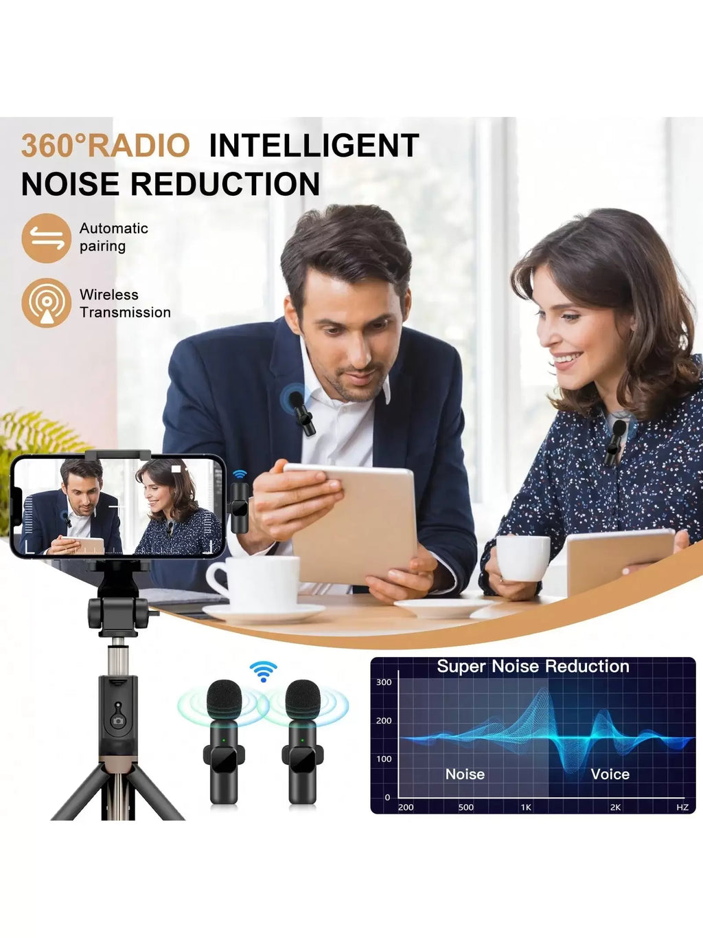 AirWave™ Dual Wireless Lavalier Mic Set (Plug & Play)