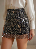 Anewsta™ Elegant Beaded See-Through Mini Skirt – Chic Holiday & Party Style