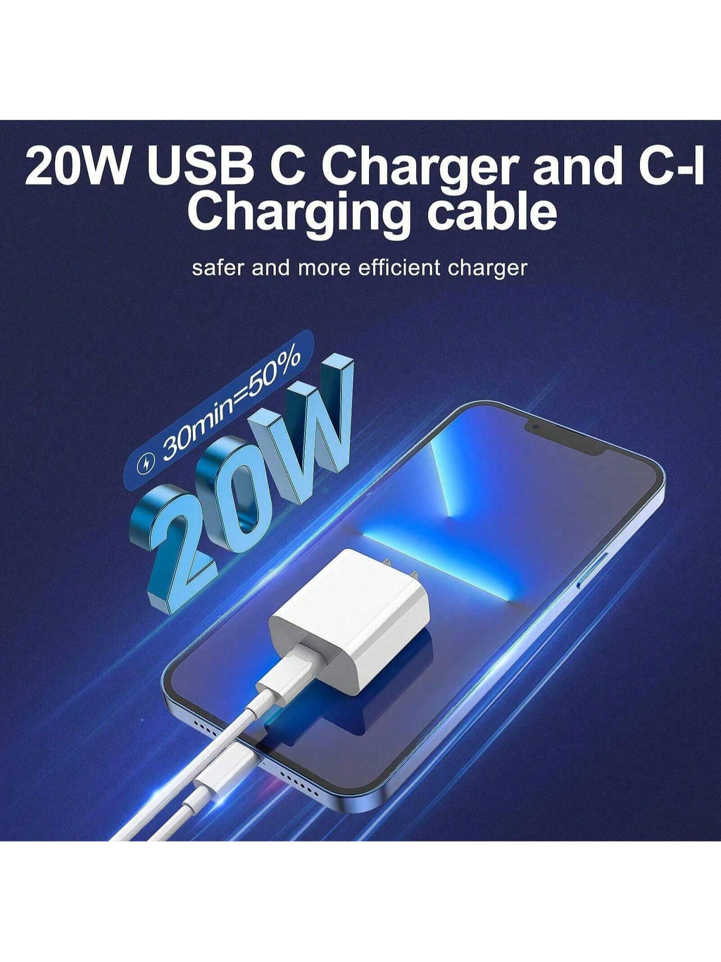 JMCO™ 20W Fast Charging Kit — USB-C Wall Adapter + 3FT/100cm Type-C to Lightning Cable