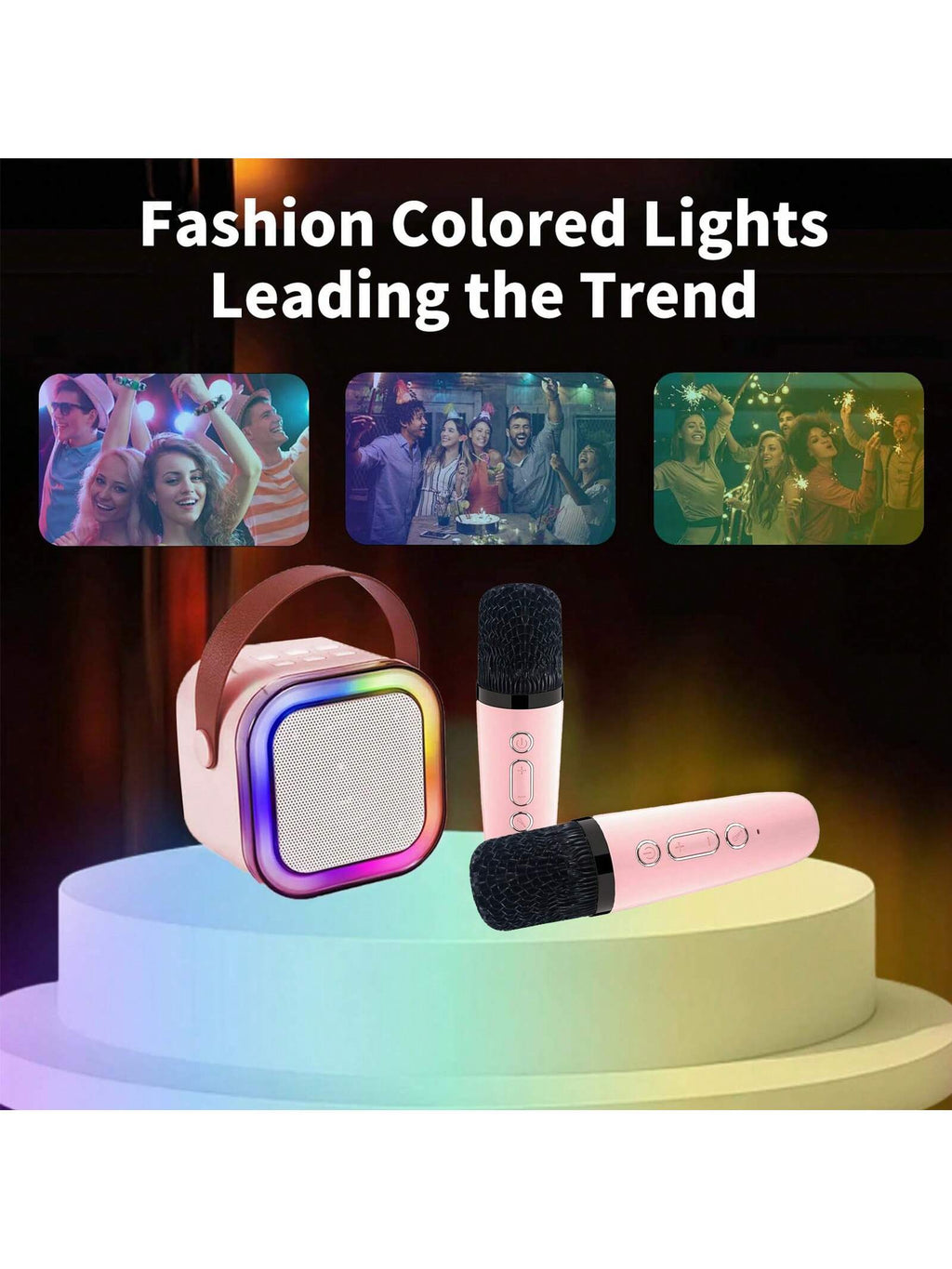 MiniStar™ Kids Karaoke Machine – Portable Bluetooth Speaker Set with 1–2 Wireless Microphones & Party Lights