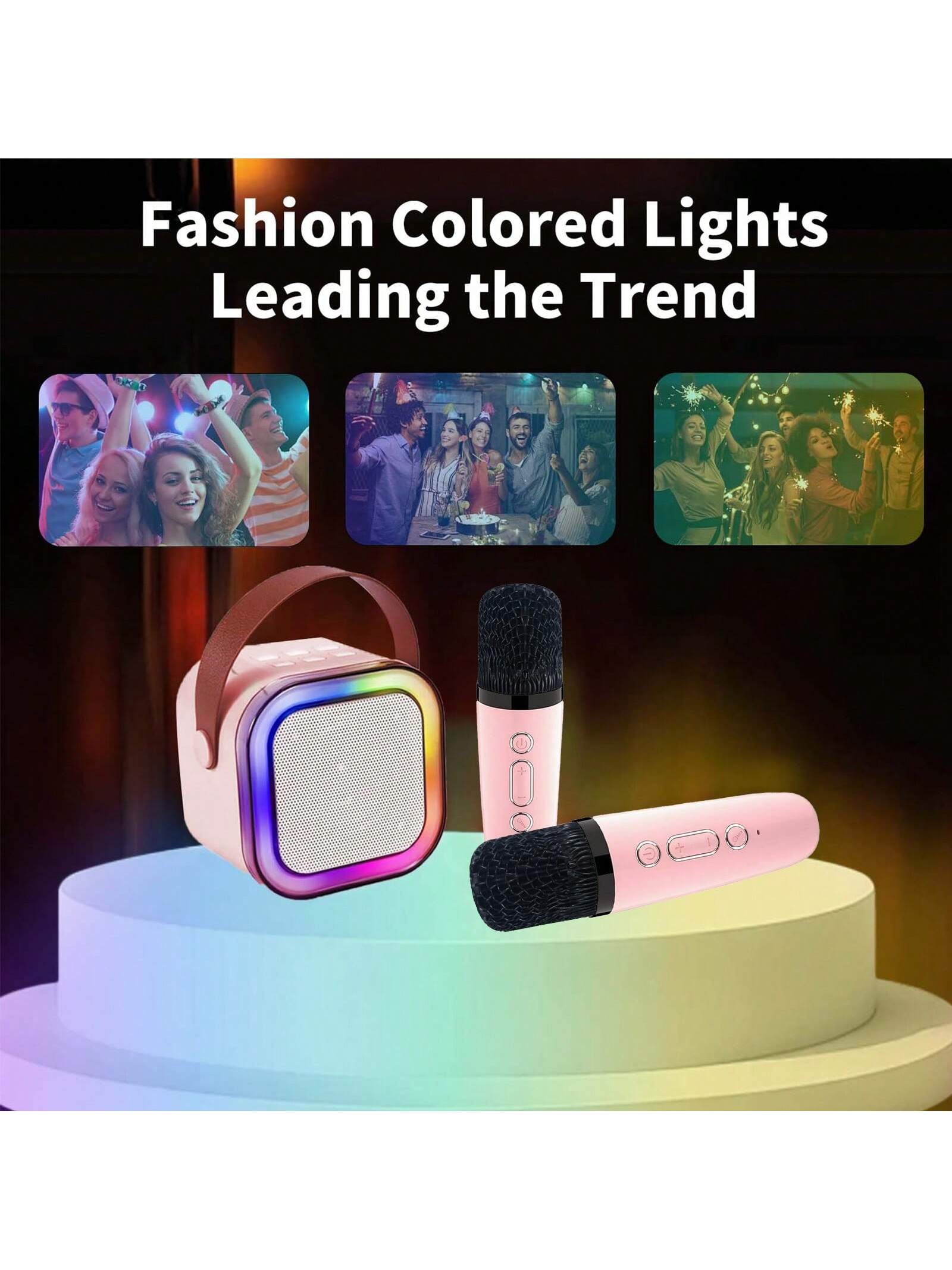 MiniStar™ Kids Karaoke Machine – Portable Bluetooth Speaker Set with 1–2 Wireless Microphones & Party Lights