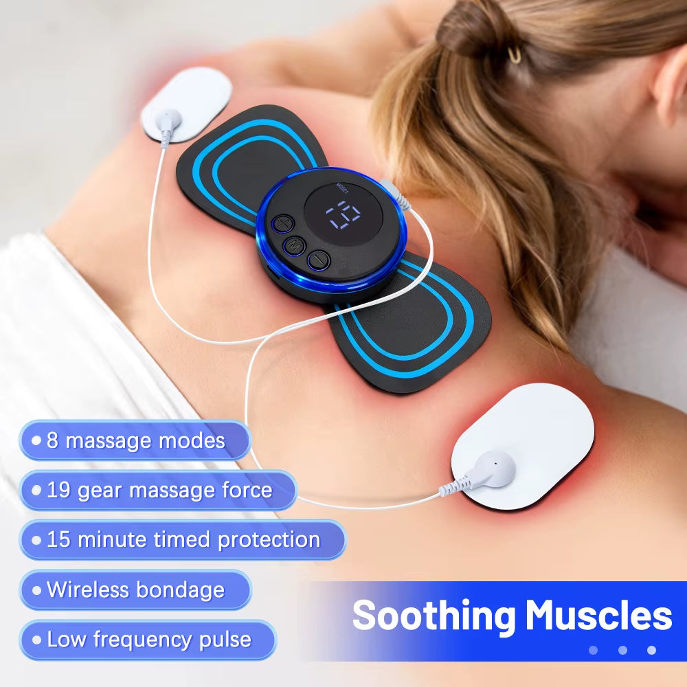 PulseRelief™ – EMS Neck & Body Massager | Rechargeable Muscle Stimulator with 8 Modes & Remote Control