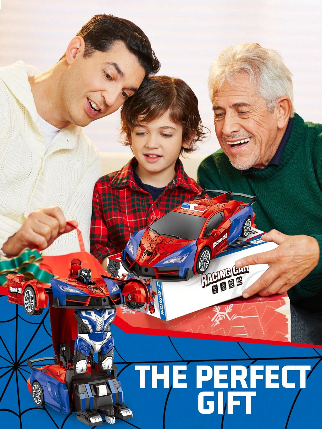 TurboSpider™ RC Transforming Car – 360° Drift, One-Key Auto Change & LED Lights