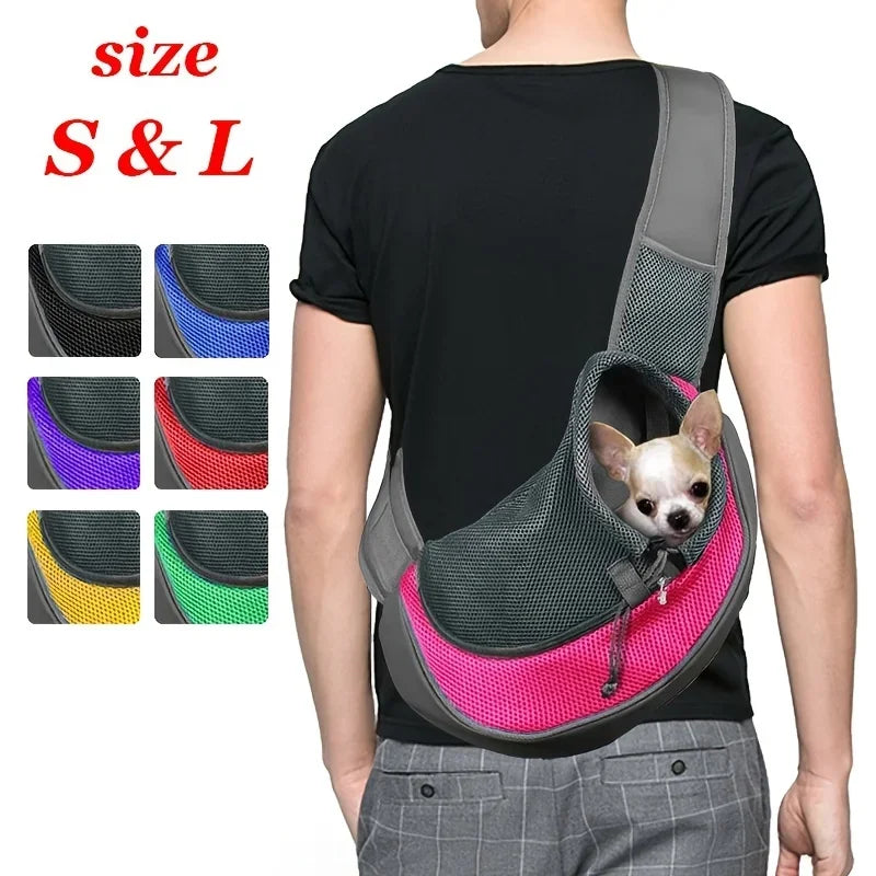 CarryEase™ – Breathable Dog Sling Carrier | Crossbody Travel Bag for Small Pets