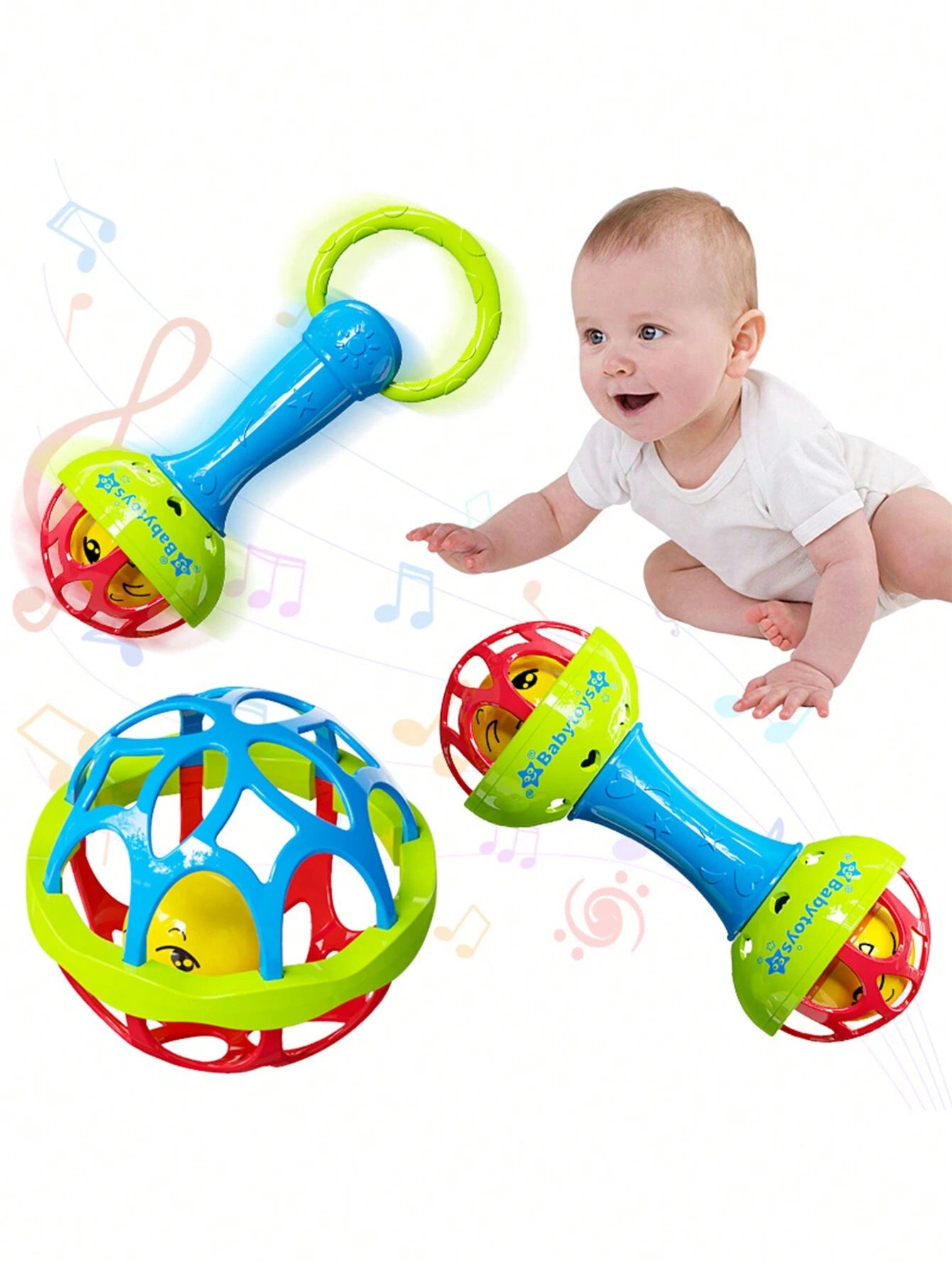 BabyJoy™ Musical Bell Hammer – Sensory Rattle & Training Ball Set