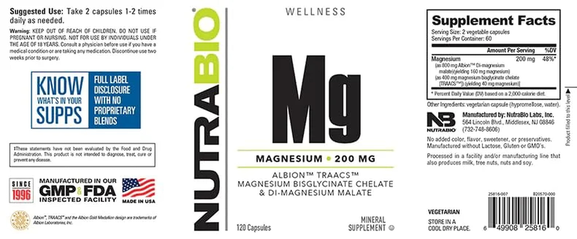 Magnesium Supplement, Magnesium Glycinate, Biglycinate, D-Magnesium Malate, Magnesium for Sleep, Muscle & Nerve Support, for Men and Women, 120 Vegetable Capsules