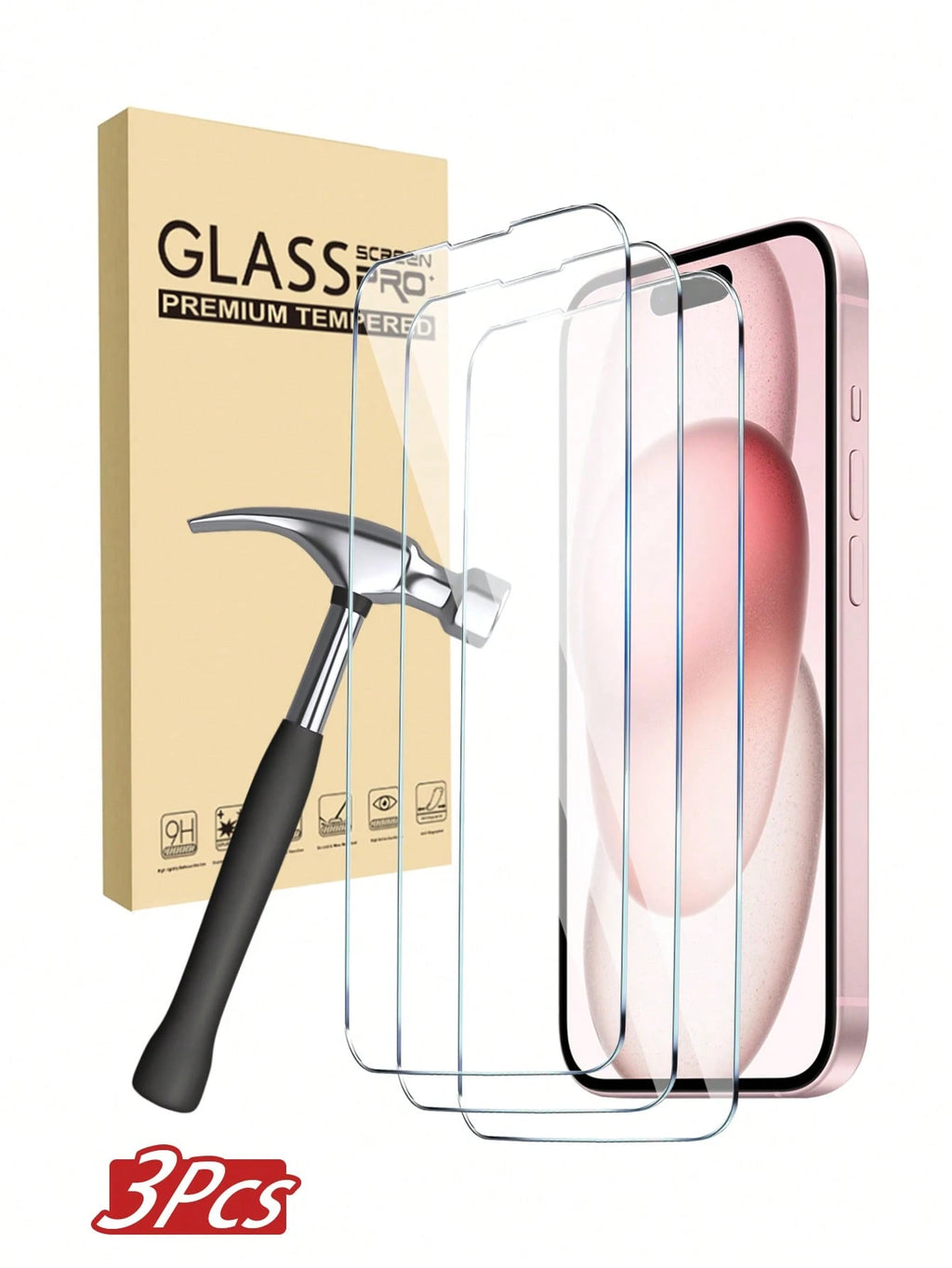 GlassPro™ 3-Pack Tempered Glass Screen Protector (iPhone Models)