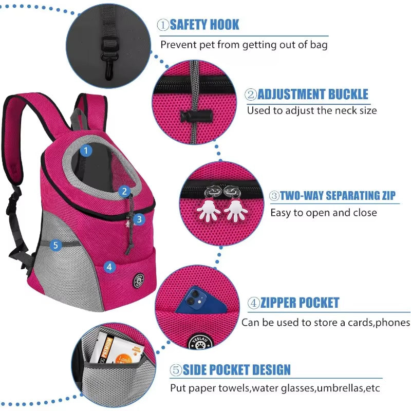 PawVoyage™ – Breathable Double-Shoulder Pet Carrier Backpack | Secure Front Bag for Small Dogs & Cats
