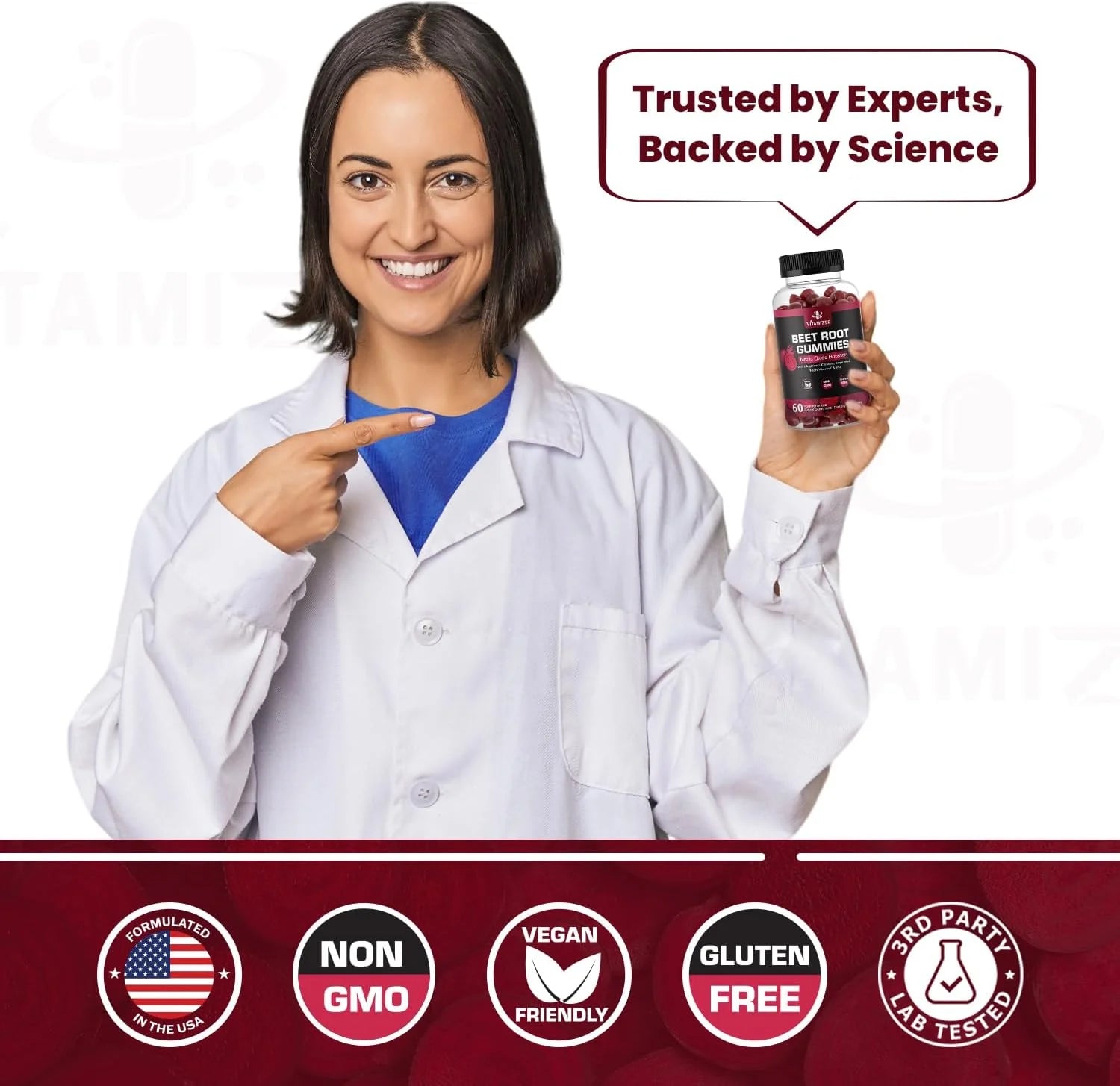 VITAMIZED Beetroot Gummies 1000Mg - Nitric Oxide Supplement