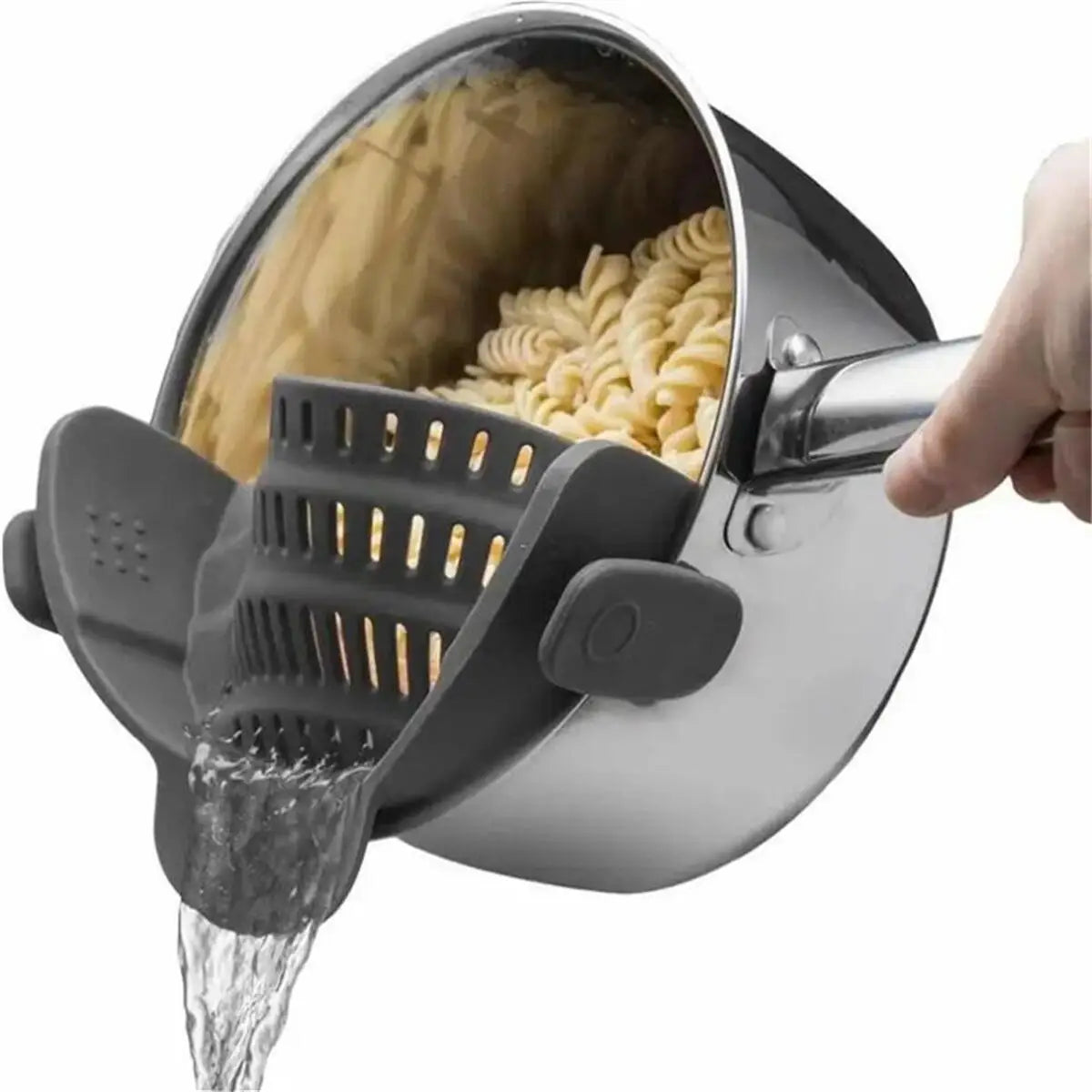 FlowEase™ – Everyday Silicone Clip-On Pot Strainer for Effortless Draining