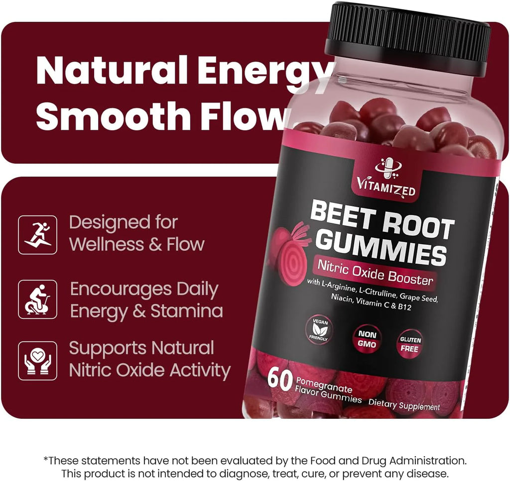 VITAMIZED Beetroot Gummies 1000Mg - Nitric Oxide Supplement
