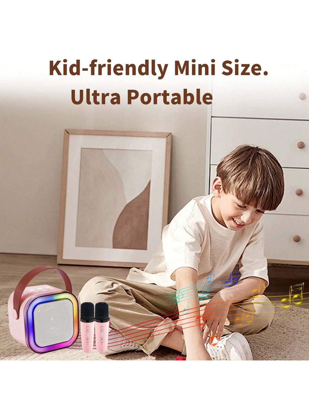 MiniStar™ Kids Karaoke Machine – Portable Bluetooth Speaker Set with 1–2 Wireless Microphones & Party Lights