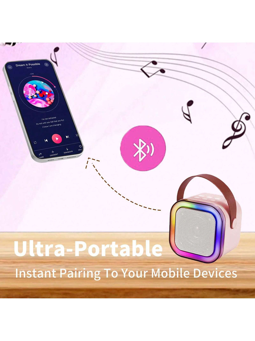 MiniStar™ Kids Karaoke Machine – Portable Bluetooth Speaker Set with 1–2 Wireless Microphones & Party Lights